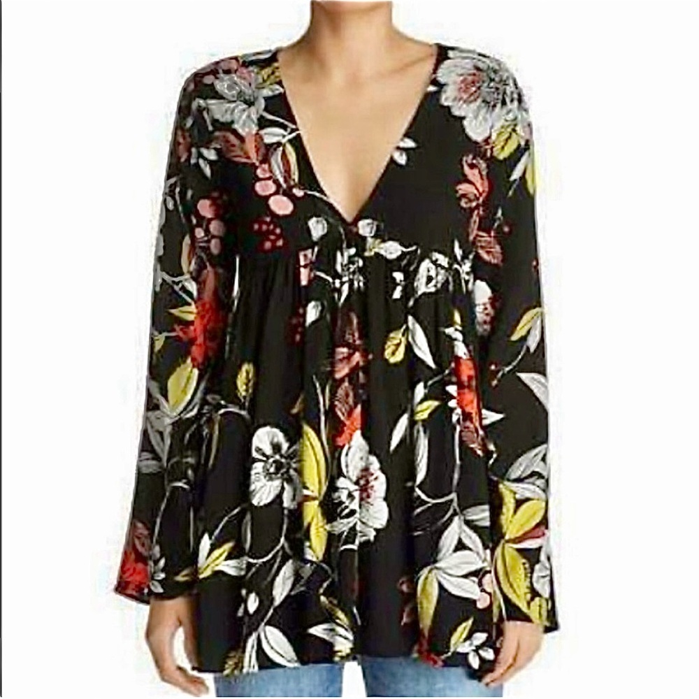 Free People Black Floral Tunic - Picture 2 of 8